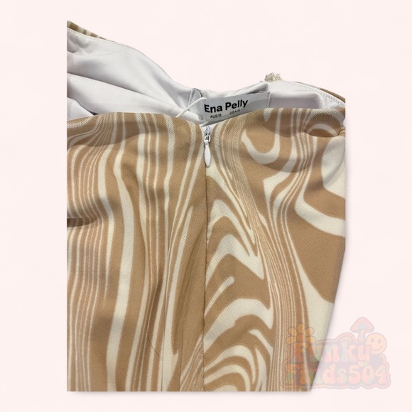 Ena Pelly Sand Funky Marble Print Midi Skirt NWT Sz 4 Neutral Swirl Sample Sale - Picture 5 of 8